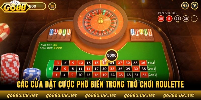 Các cửa đặt cược phổ biến trong trò chơi Roulette