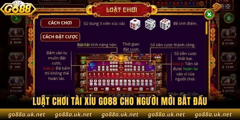 Luật chơi tài xỉu Go88 cho người mới bắt đầu
